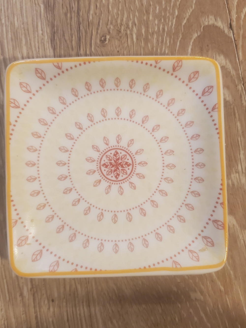 Hartleys Lavendar Yellow & Orange Geometric Pattetn Ceramic Square Small Plate